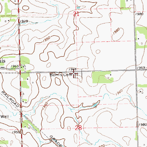 Topographic Map of Bemis Cemetery, SD