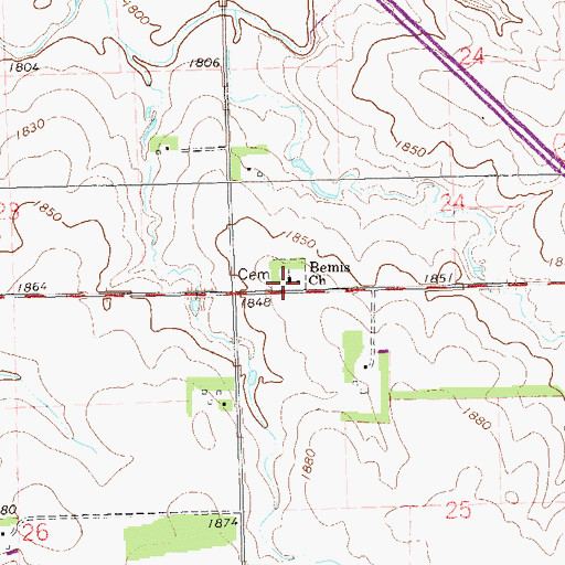 Topographic Map of Bemis Church, SD