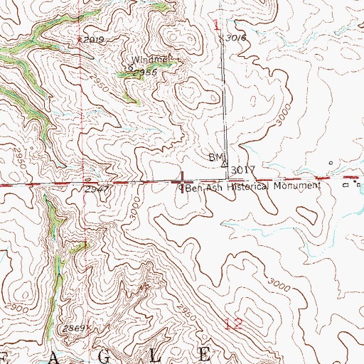 Topographic Map of Ben Ash Historical Monument, SD