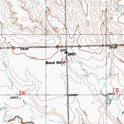 Topographic Map of Bend School, SD