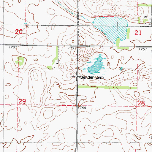 Topographic Map of Bender Cemetery, SD