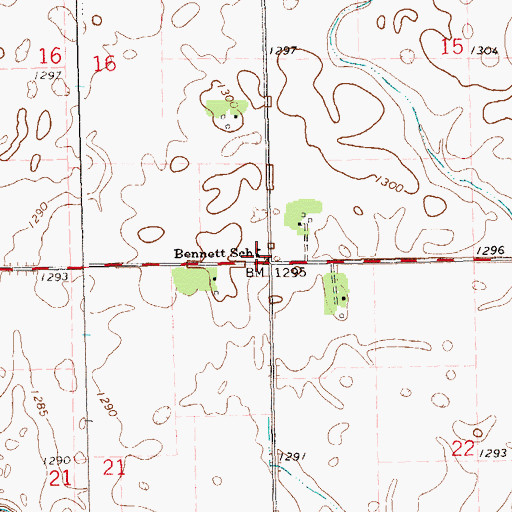 Topographic Map of Bennett School, SD