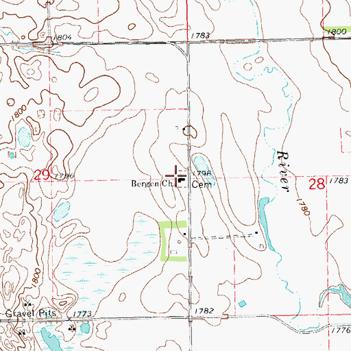 Topographic Map of Bergen Church, SD