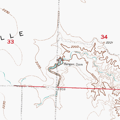 Topographic Map of Bergen Dam, SD
