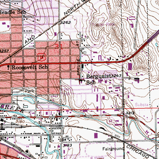 Topographic Map of Bergquist School, SD