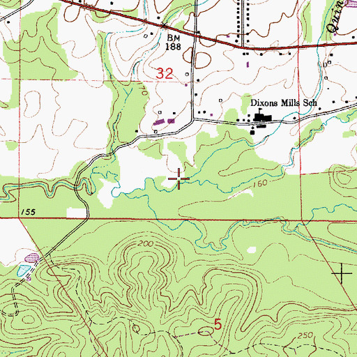 Topographic Map of Quinney Branch, AL