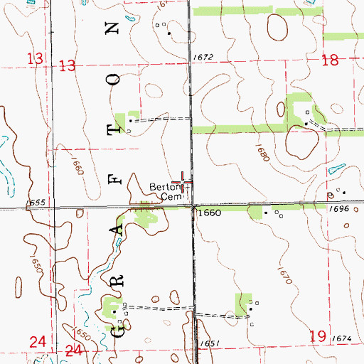 Topographic Map of Berton Cemetery, SD