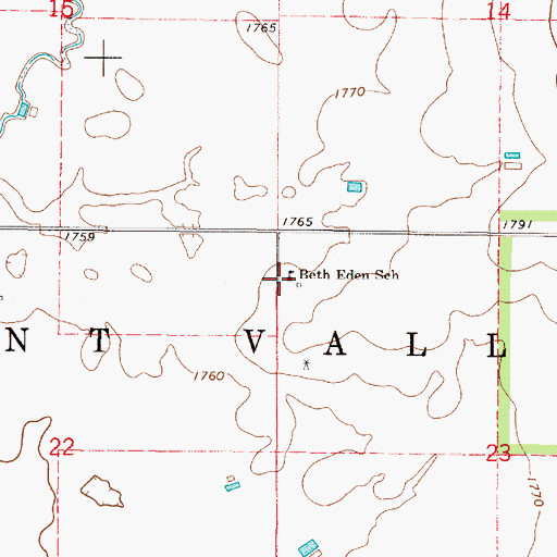 Topographic Map of Beth Eden School, SD