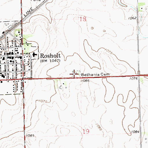 Topographic Map of Bethania Cemetery, SD