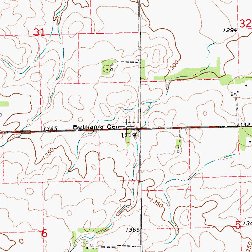 Topographic Map of Bethania Cemetery, SD