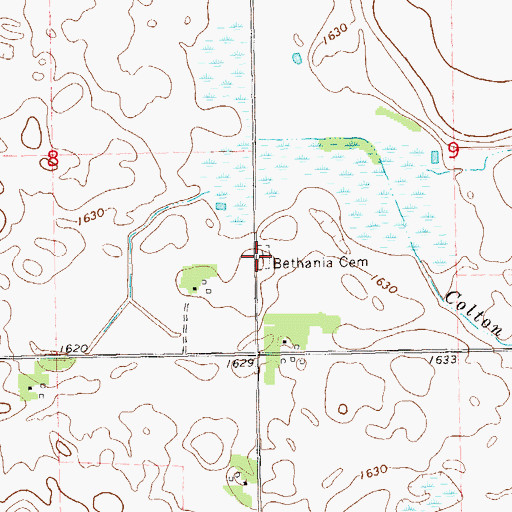 Topographic Map of Bethania Cemetery, SD