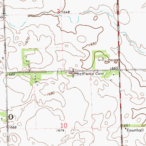 Topographic Map of Bethania Cemetery, SD