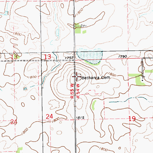 Topographic Map of Bethania Cemetery, SD