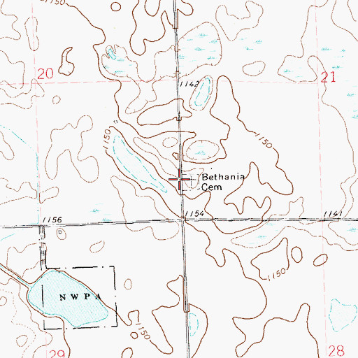 Topographic Map of Bethania Cemetery, SD