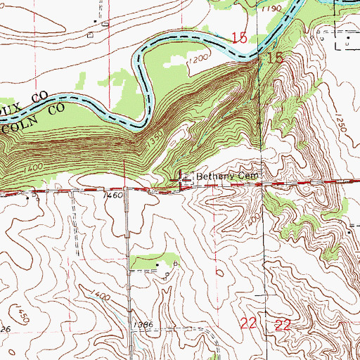 Topographic Map of Bethany Cemetery, SD