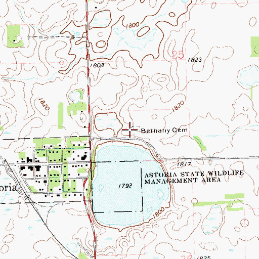 Topographic Map of Bethany Cemetery, SD