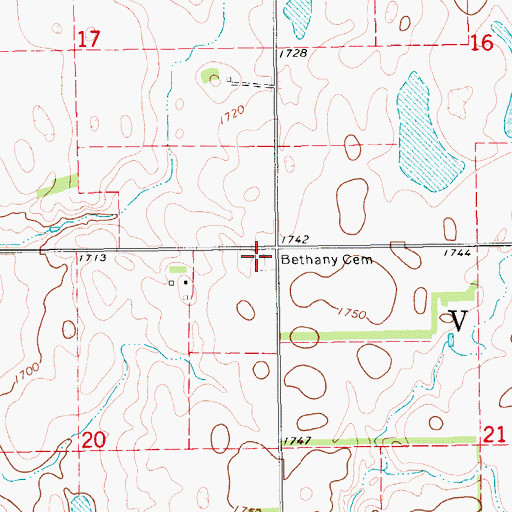 Topographic Map of Bethany Evangelical Cemetery, SD