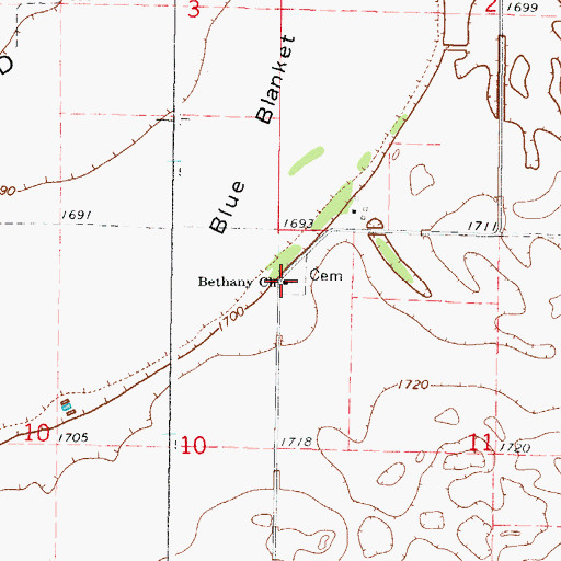 Topographic Map of Bethany Church, SD