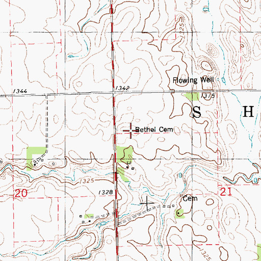 Topographic Map of Bethel 2 Cemetery, SD