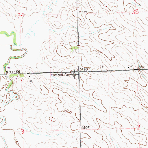 Topographic Map of Bethel Cemetery, SD