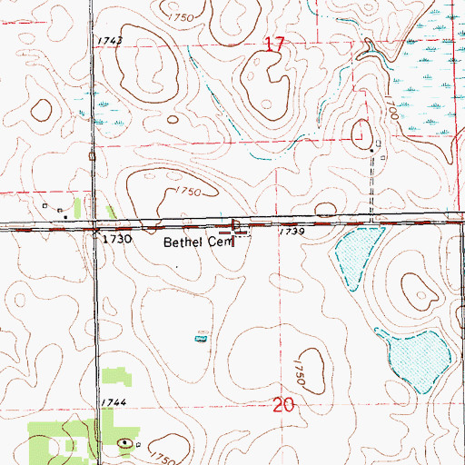 Topographic Map of Bethel Cemetery, SD