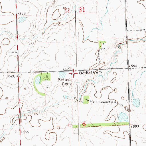 Topographic Map of Bethel Cemetery, SD