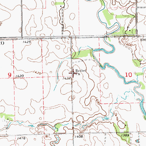 Topographic Map of Bethel Church, SD