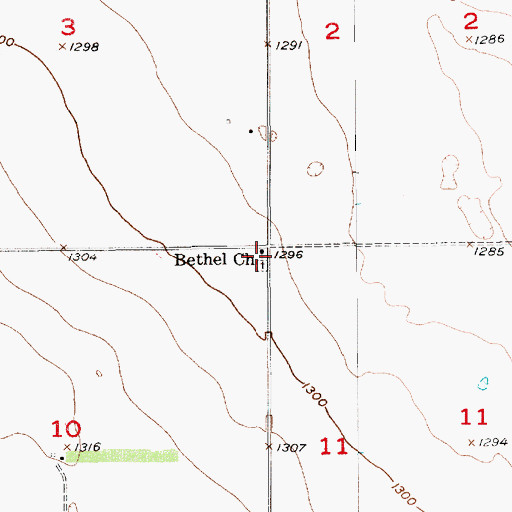 Topographic Map of Bethel Church, SD