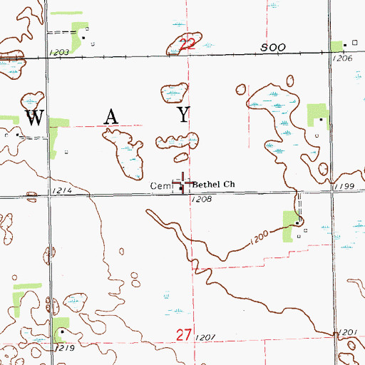 Topographic Map of Bethel Church, SD