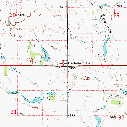 Topographic Map of Bethelhem Cemetery, SD