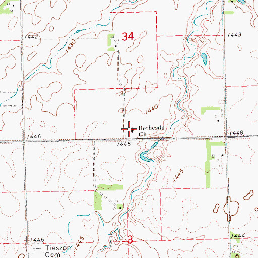 Topographic Map of Bethesda Church, SD