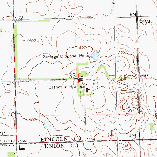 Topographic Map of Bethesda Homes, SD