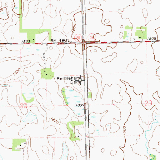 Topographic Map of Bethlehem Cemetery, SD