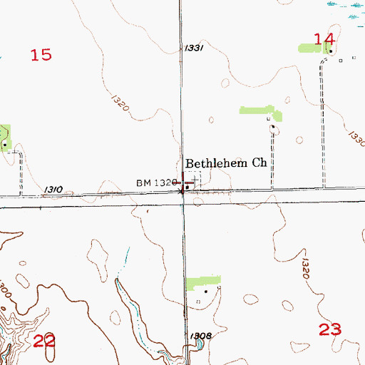 Topographic Map of Bethlehem Church, SD