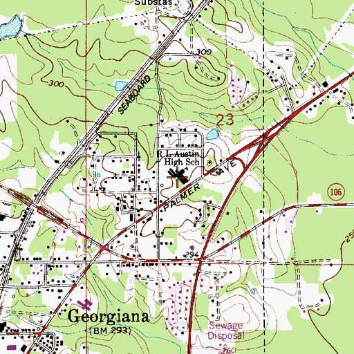 Topographic Map of R L Austin High School, AL