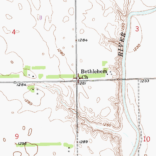 Topographic Map of Bethlehem Church, SD