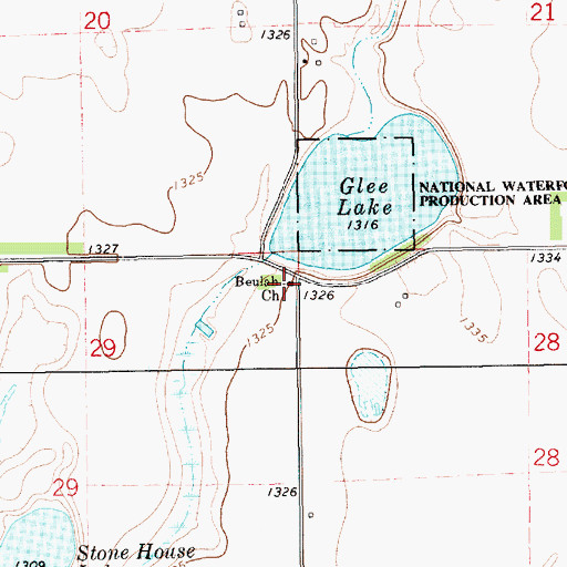 Topographic Map of Beulah Church, SD