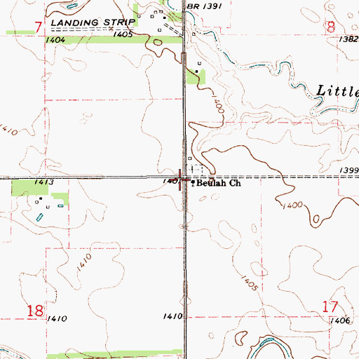 Topographic Map of Beulah Church, SD