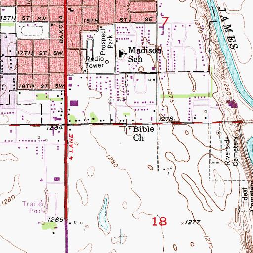 Topographic Map of Bible Church, SD