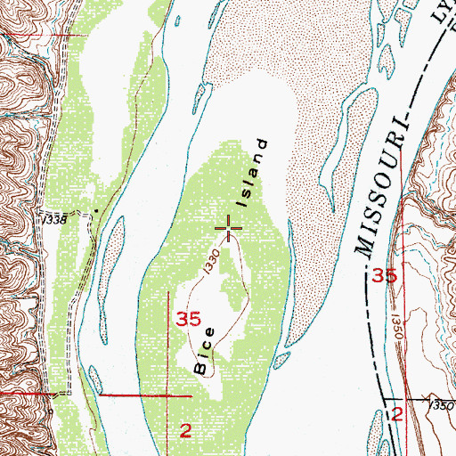 Topographic Map of Bice Island, SD