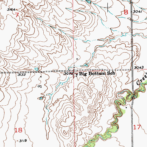 Topographic Map of Big Bottom School, SD