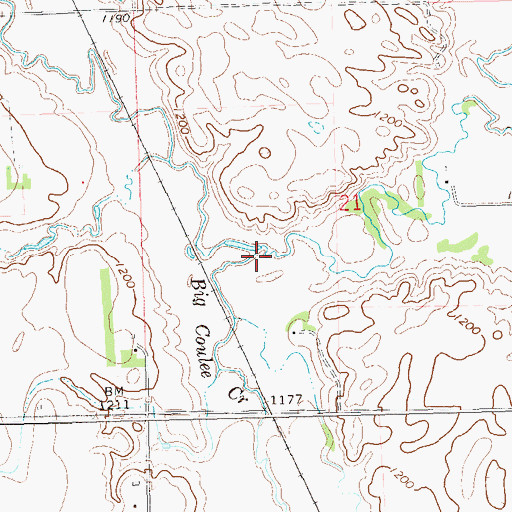 Topographic Map of Big Coulee Creek, SD