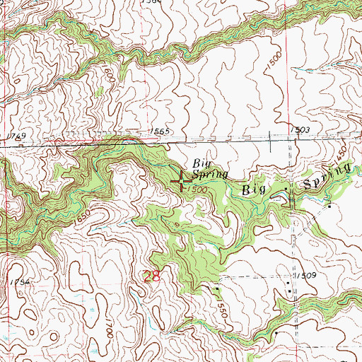 Topographic Map of Big Spring, SD