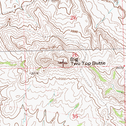Topographic Map of Big Two Top Butte, SD