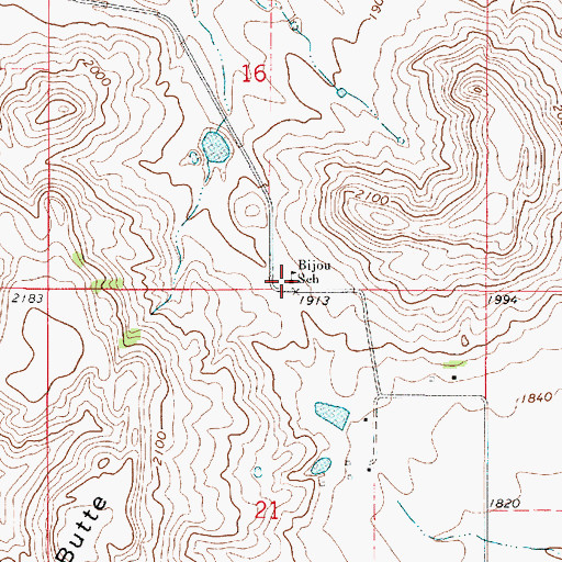 Topographic Map of Bijou School, SD
