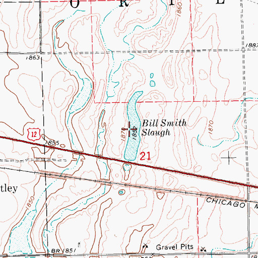 Topographic Map of Bill Smith Slough, SD