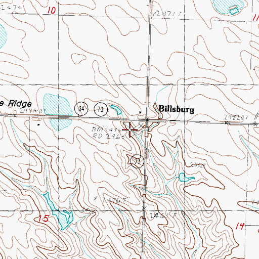 Topographic Map of Billsburg, SD