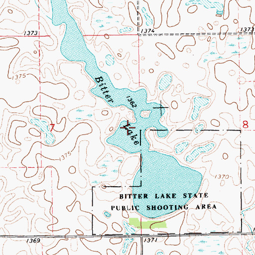 Topographic Map of Bitter Lake, SD