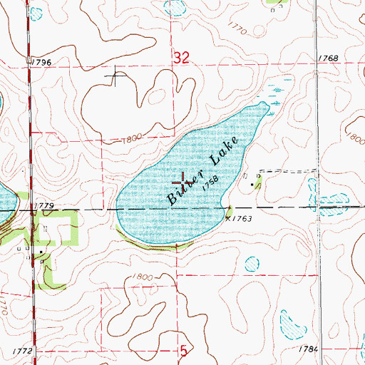 Topographic Map of Bitter Lake, SD