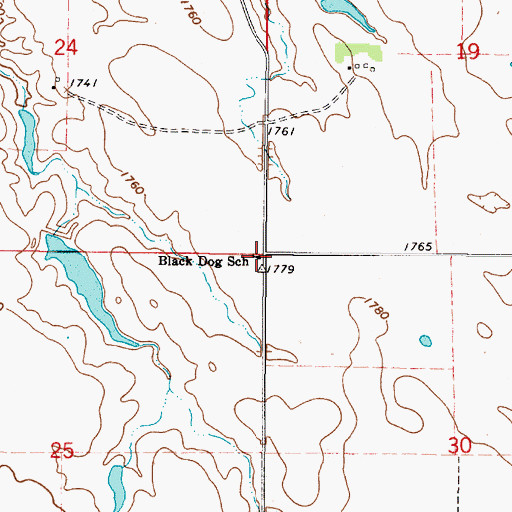 Topographic Map of Black Dog School, SD